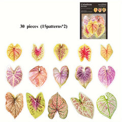 30pcs Simulation Leaf Pet Sticker Pack - Journal Plant Decoration Sticker