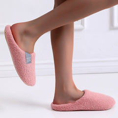 Women's Letter Patch Fluffy Bedroom Slippers