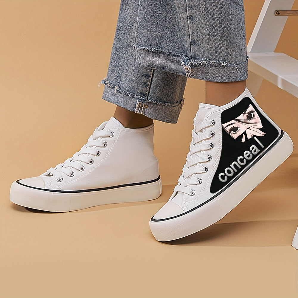 Anime Girl Pattern Lightweight High Top Breathable Canvas Sneakers