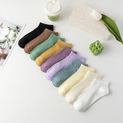 10 Pairs Ribbed Low Cut Ankle Socks Women's Stockings