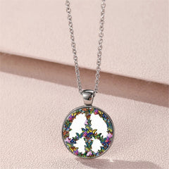 Peace Sign Pattern Butterfly Pendant Necklace