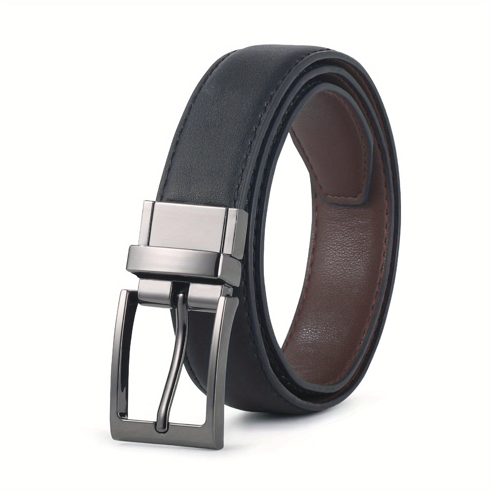 Classic PU Leather Double Sided Adjustable Waist Belt for Boys