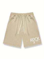 Men's Rock Climb Print Shorts Casual Stretch Drawstring Shorts