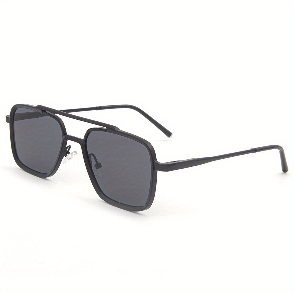 Men's Hip Hop Retro Sunglasses Double Beam Square Frame 100 UV Protection