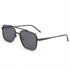 Men's Hip Hop Retro Sunglasses Double Beam Square Frame 100 UV Protection