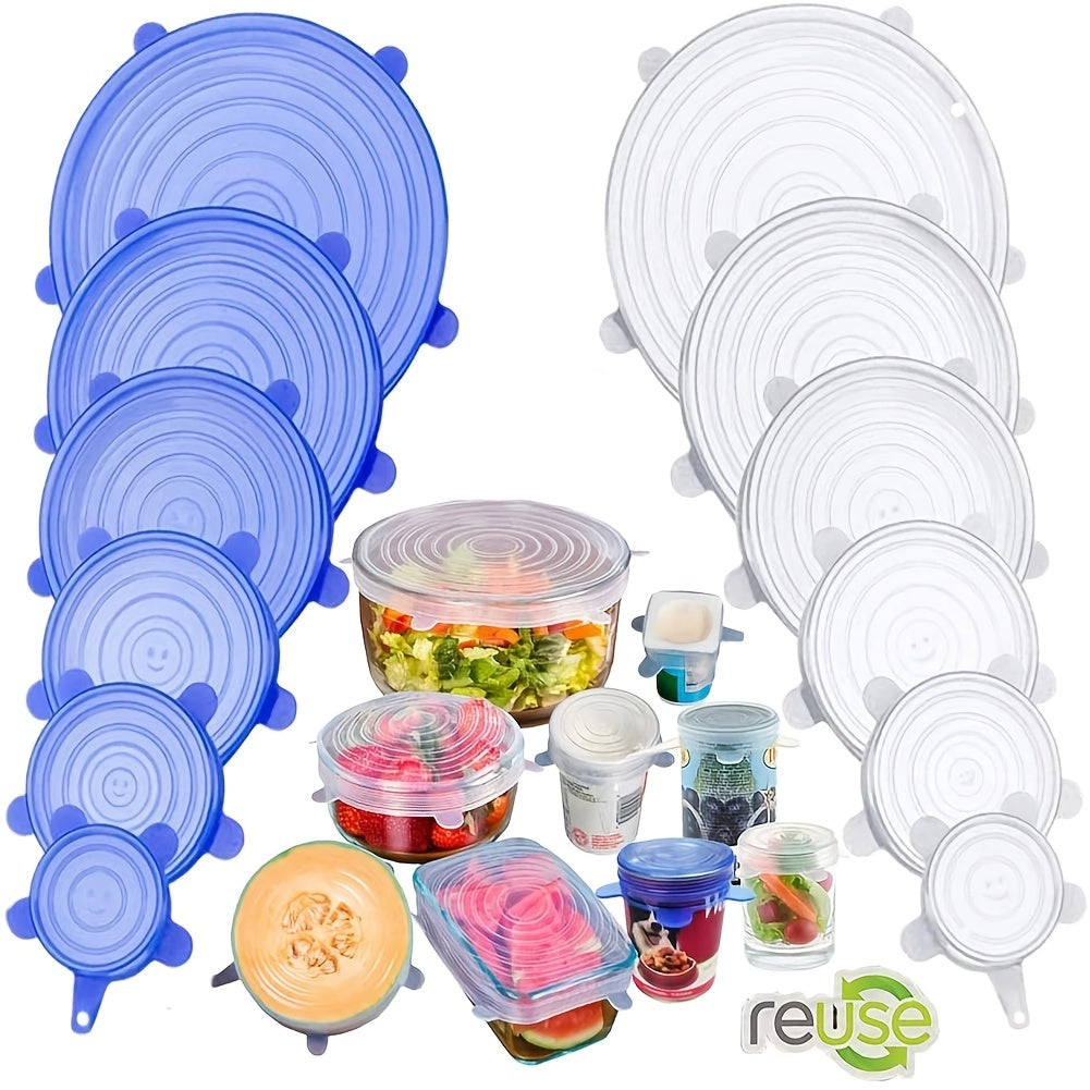 6pcs Silicone Stretch Lids Keep Food Fresh, Airtight Seal