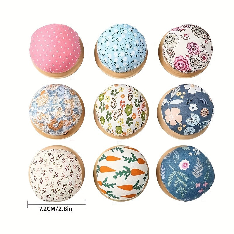 1pc Pastoral Wooden Base Needle Pad Circular Sewing Needle Holder