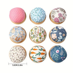 1pc Pastoral Wooden Base Needle Pad Circular Sewing Needle Holder