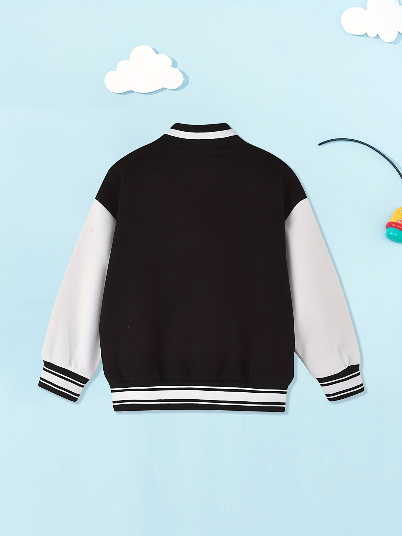 Boys Letter Print Varsity Jacket Long Sleeve