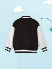 Boys Letter Print Varsity Jacket Long Sleeve