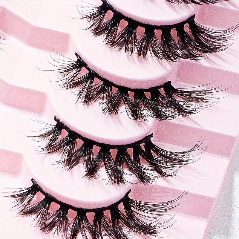 7 Pairs 5D Fishtail False Eyelashes Fluffy Wispy Makeup Extension 15mm