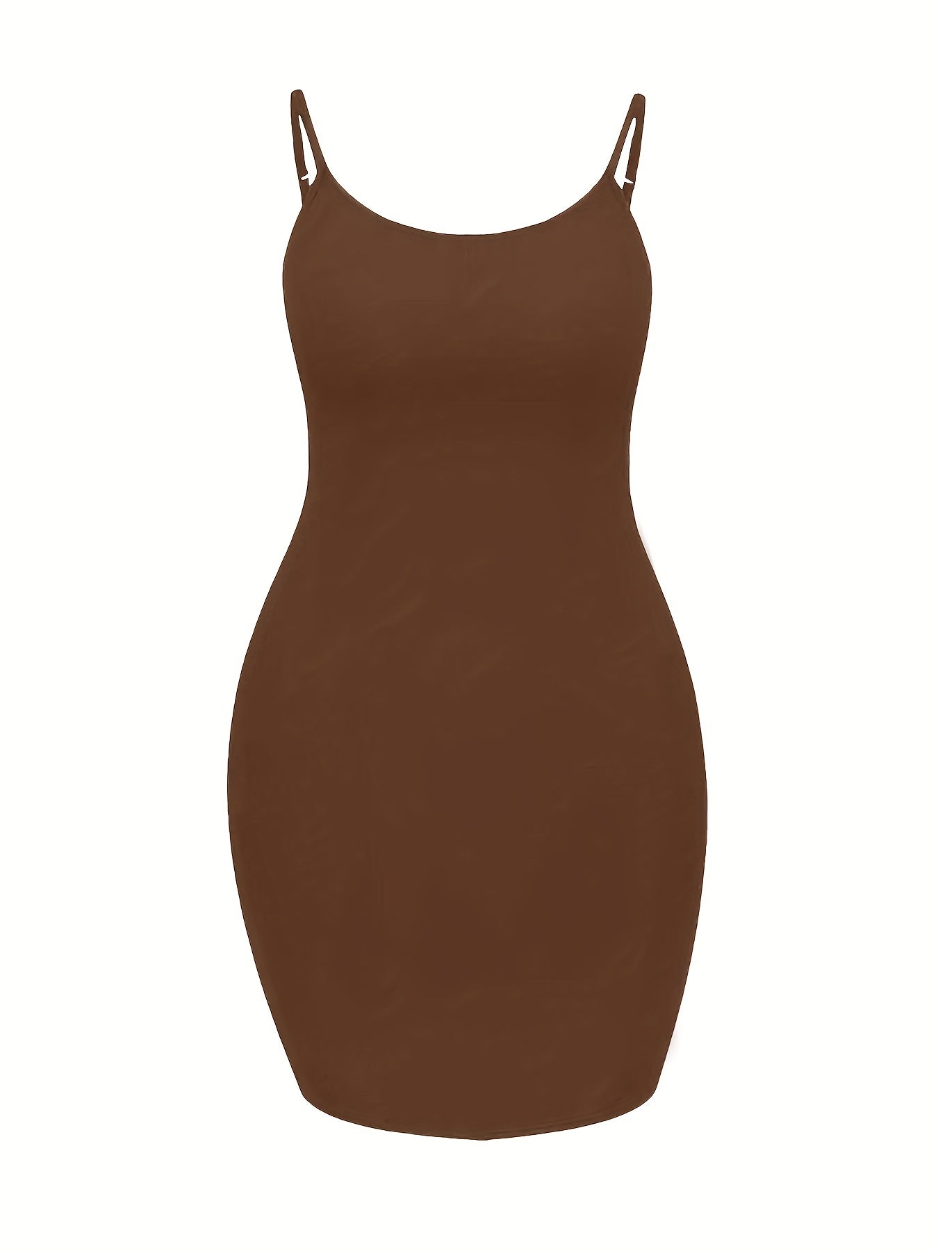 Solid Scoop Neck Spaghetti Strap Body Con Cami Dress