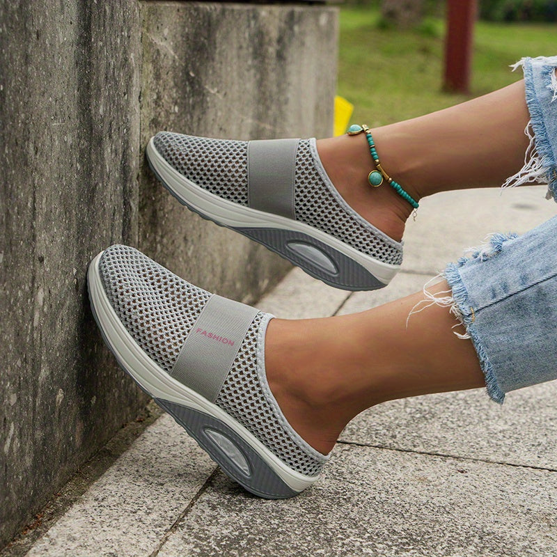 Women's Mesh Mules Sneakers Air Cushion Slip On Shoes