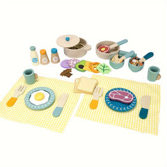 KABI Pretend Kitchen Set for Kids 3-6 Years with Food and Utensils