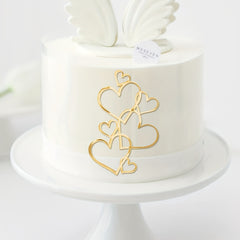Wedding Anniversary Heart Cake Topper Golden Decorations