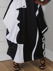 Tie Dye Print Maxi Dress Short Sleeve With Pocket