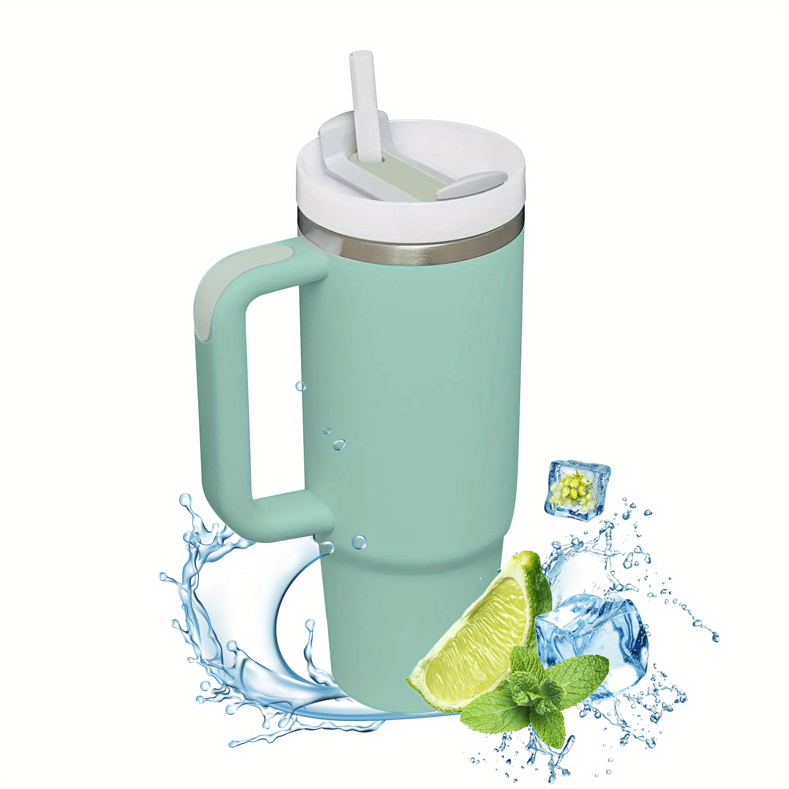 1200ml 40Oz Tumbler With Handle, Vacuum Insulated Water Bottle