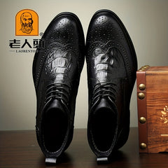 Men's Scale Print High Top Lace Up Boots Assorted Colors Walking Shoes