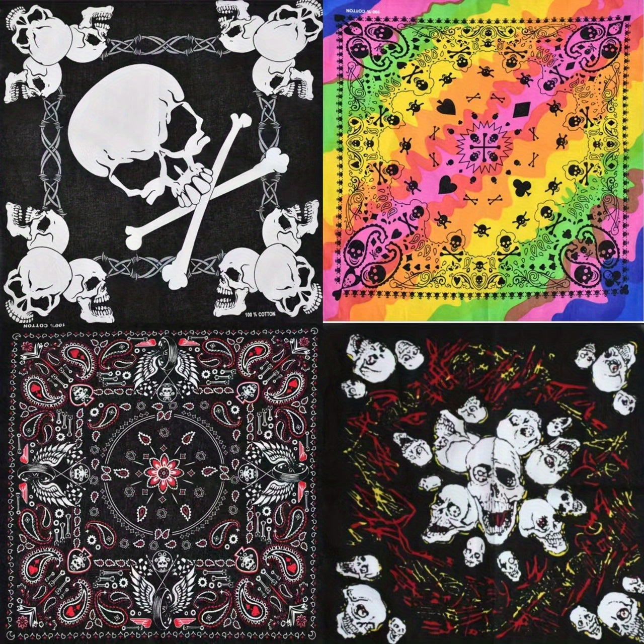 Hip Hop Skull Pattern Gradient Bandana Head Wrap
