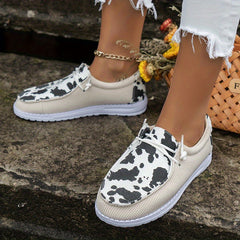 Women's Dairy Cow Pattern Outdoor Shoes Casual Comfortable Walking Shoes