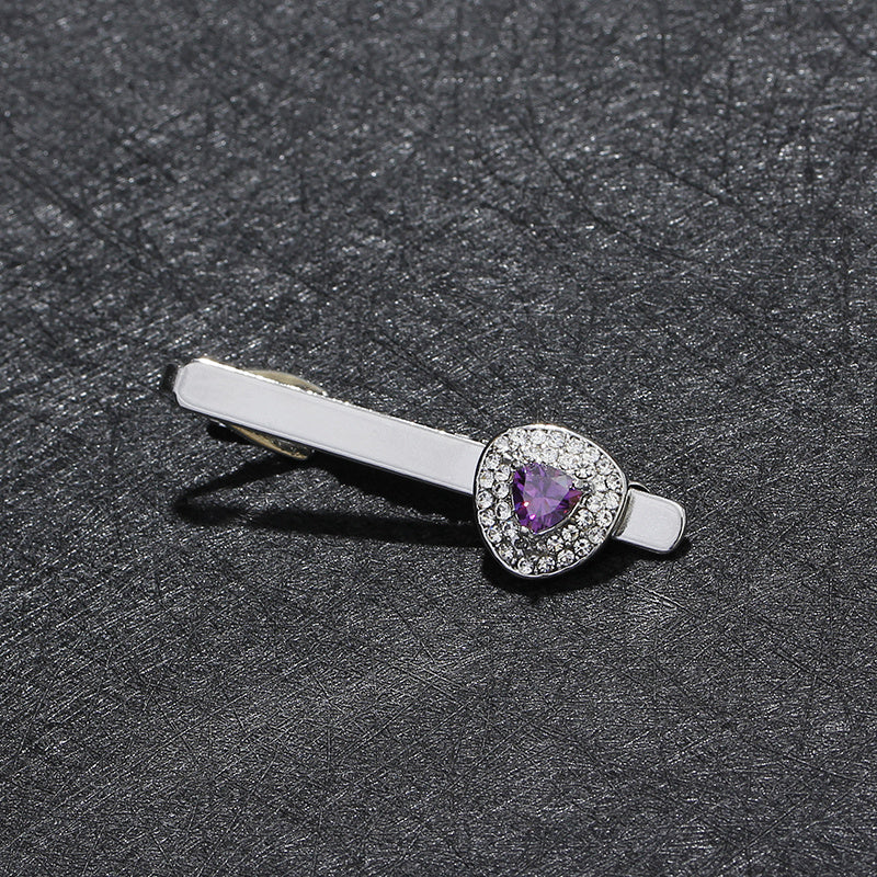 Men's Big Rhinestone Tie Clip Vintage Collar Pin
