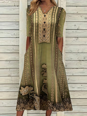 Boho Dress Women's Plus Tribal Print Short Sleeve Dress