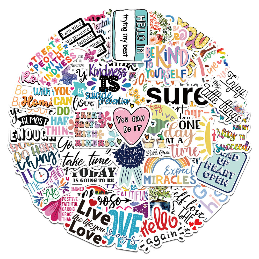 52 Inspirational Doodle Stickers Self Adhesive Waterproof for Phone Notebook
