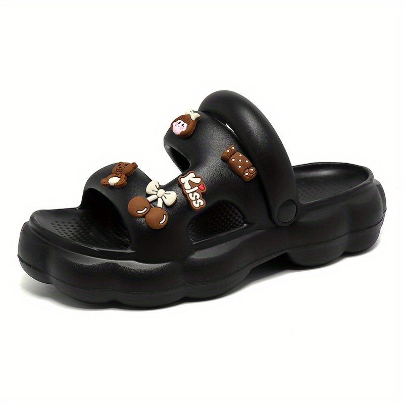 Women's Platform Slide Sandals Round Toe Flat Shoes