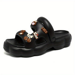 Women's Platform Slide Sandals Round Toe Flat Shoes