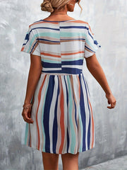 Plus Stripe Short Sleeve Mini Dress