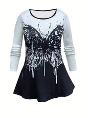 Gothic Outfit Set Women's Butterfly Print Tee & Leggings 2-Piece Set
