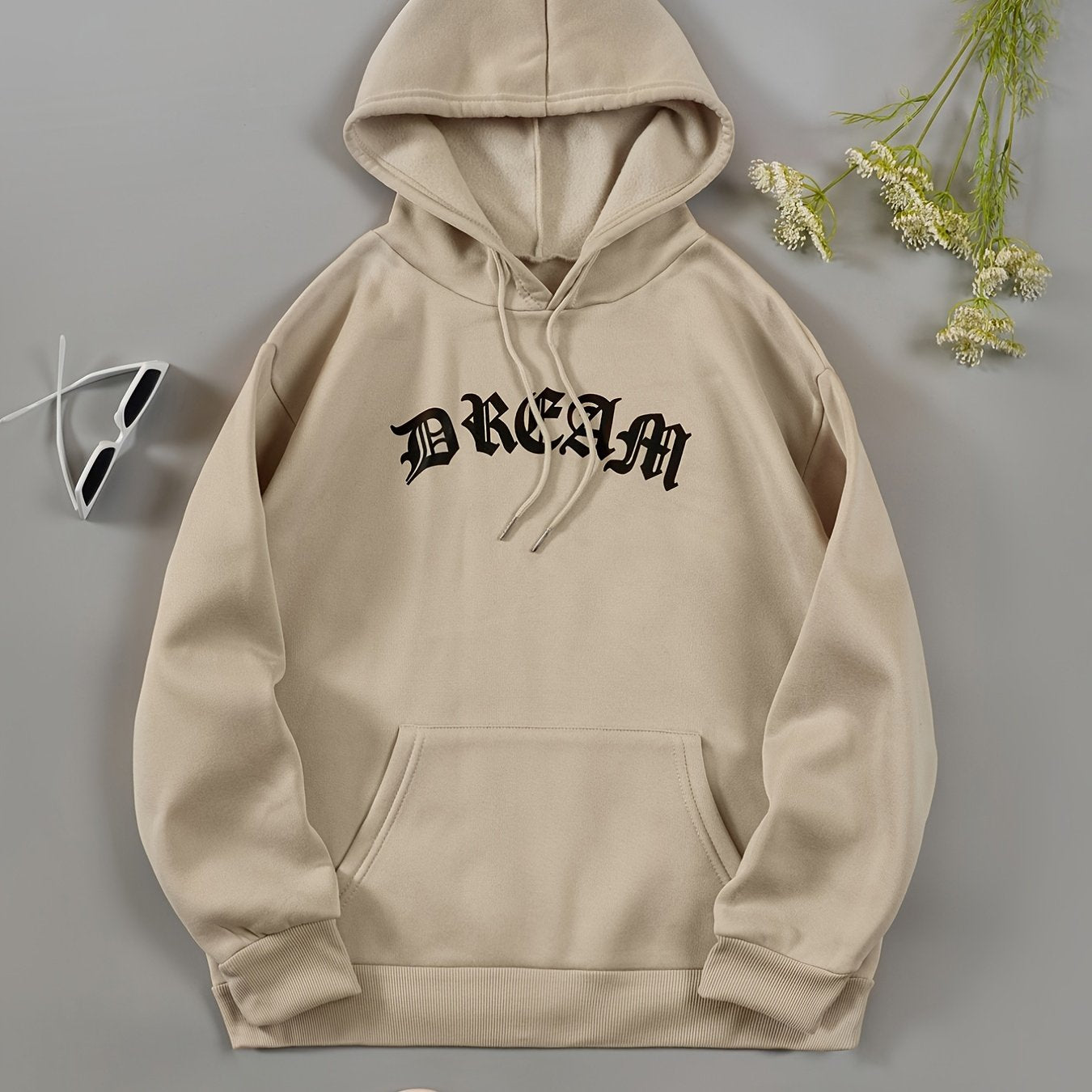 Hooded Sweater with Kangaroo Pocket Loose Fit