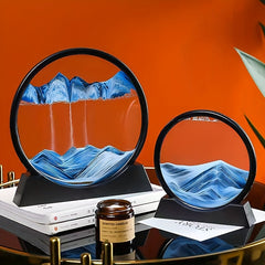 Moving Sand Art Round Rectangle Glass 3D Deep Sea Landscape