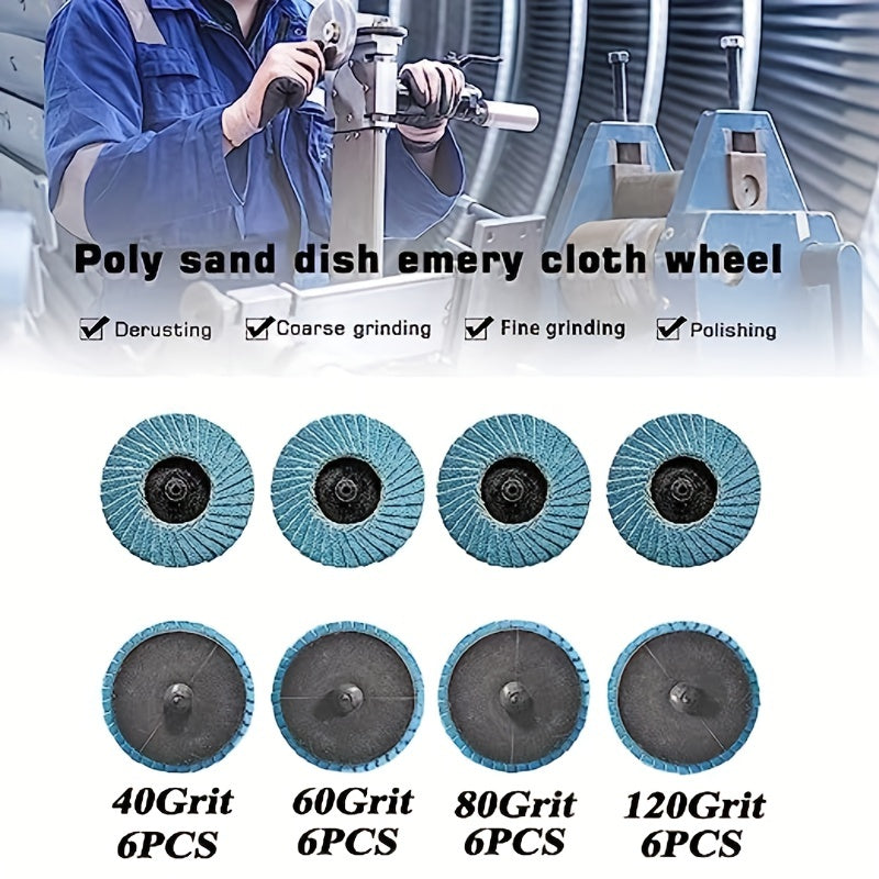 27pcs 5.08 cm Flap Disc & Holder Set, 24pcs Zirconia Grinding Discs