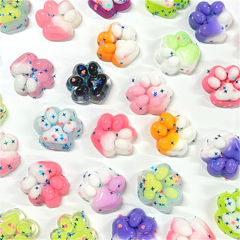 Colorful Rainbow Cat Paw Squeeze Toys Soft Finger Friendly for Kids & Adults