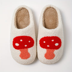 Cozy Plush House Slippers Mushroom Shoes Men Winter Anti-slip Indoor