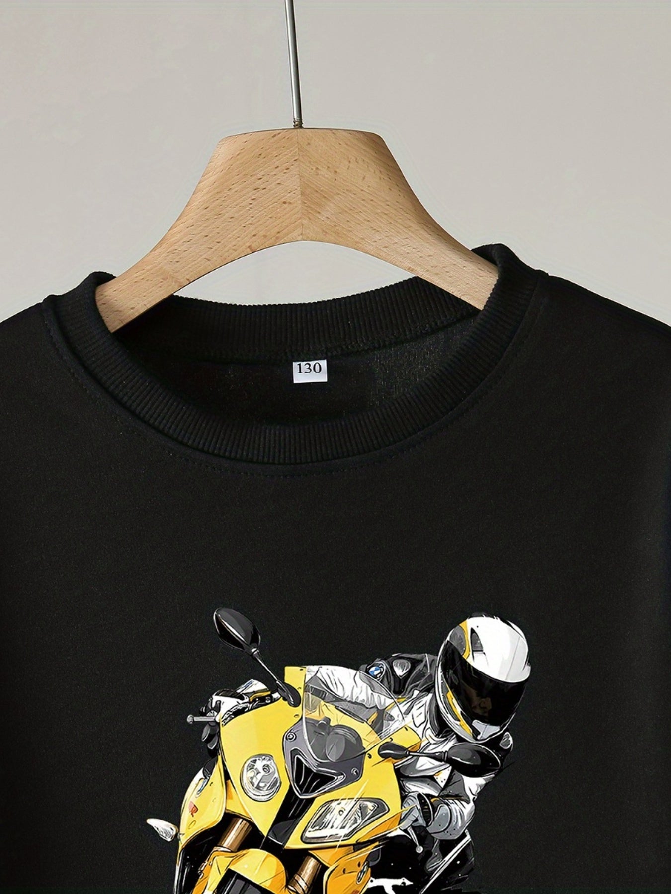 Boy's 2pcs Sweatshirt & Sweatpants Set Cartoon Motorcycle Boy Print