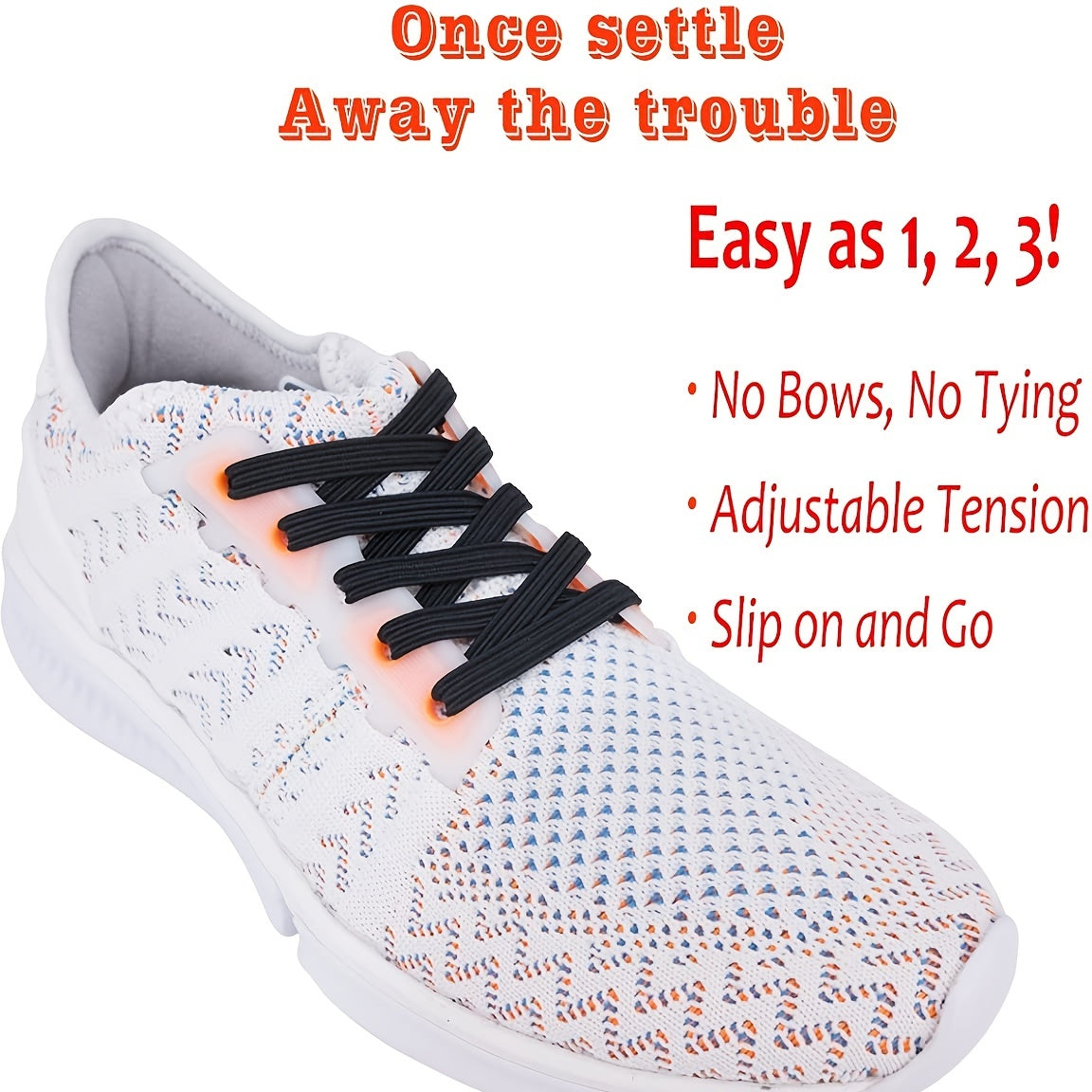 Elastic No Tie Shoelaces System for Adult and Kids Shoes