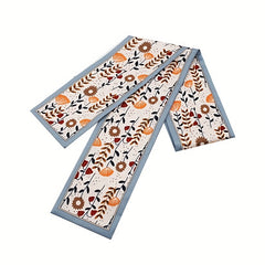 Vintage Floral Print Skinny Scarf Long Ribbon Neckerchief