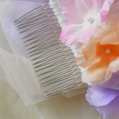Colorful Flower Bridal Wedding Veil with Hair Comb