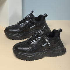 Women's Chunky Sneakers Faux Leather Heighten Casual Shoes