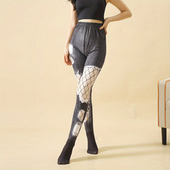Fishnet Pattern Pantyhose High Waist Elastic Slim Women's Stockings