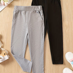 2pcs Girls Soft Stretch Long Pants for Spring and Autumn