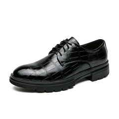 Embossed Pattern Derby Shoes Lace up Front Men's Dress Shoes