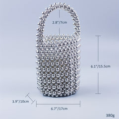 Mini Beaded Bucket Bag Handbag for Wedding Party Prom