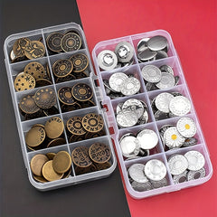 50 Sets Metal Screw Jeans Buttons Kit DIY Fastener Tack