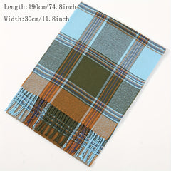 Red Plaid Scarf Tassel Vintage Shawl Outdoor Sunscreen Head Wrap