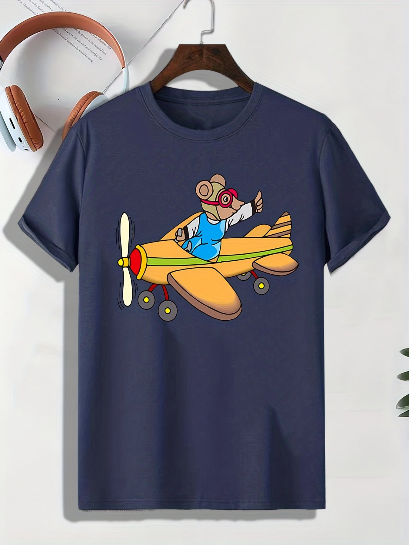 Men's Cartoon Animal Pattern T shirt Active Slightly Stretch Tee