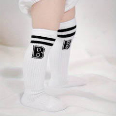 3 Pairs Boys Baby Letter Stripes Thigh High Socks