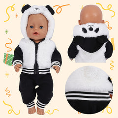 2pcs Panda Outfit for 17-18 Inch Dolls - Great Gift for Doll Lovers